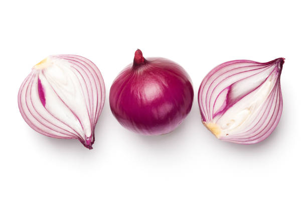 istock Red Sliced Onions Isolated on White Background 680534584