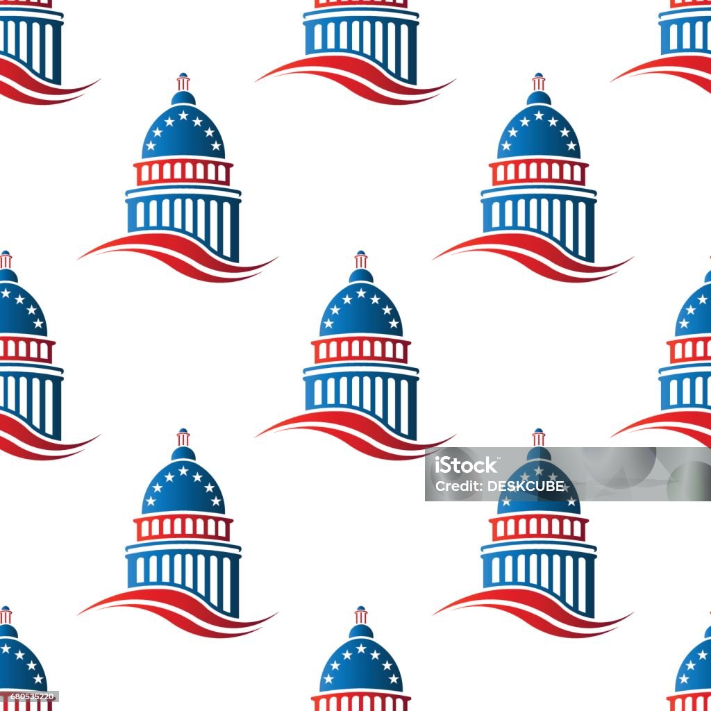 Govt Pattern Background Patriotic Capitol Building Seamless Pattern Background Stock ...