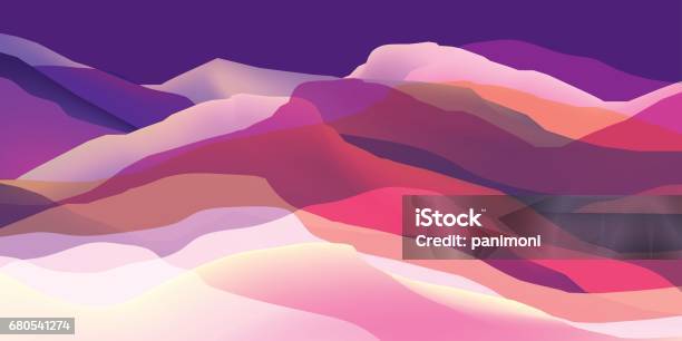 Color Mountains Waves Abstract Surface Modern Background Vector Design Illustration For You Project Stock Illustration - Download Image Now