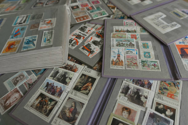 istock Old phylatelic albums with postmarks from different countries 680541338