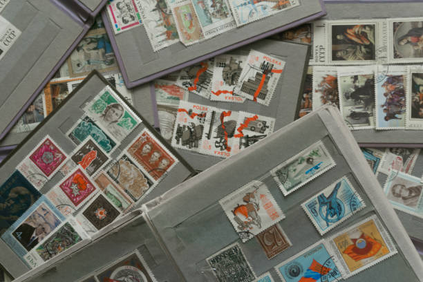 istock Old phylatelic albums with postmarks from different countries 680541362