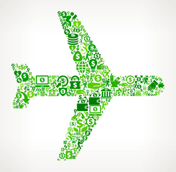 istock Airplane  Money and Finance Green Vector Icon Background 680645526