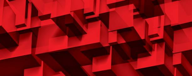 istock Volume geometric glass construction, 3d cubes red background, shapes mosaic, abstraction wallpaper, vector design for you presentation 680646584