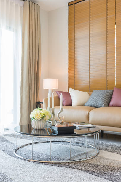 istock brown sofa with colorful pillows in classic living room style 680650058