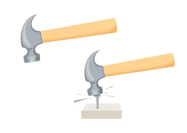 Vector illustration of Hammer a nail