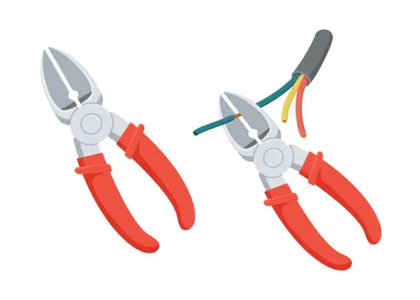 Vector illustration of Cut wire cutters