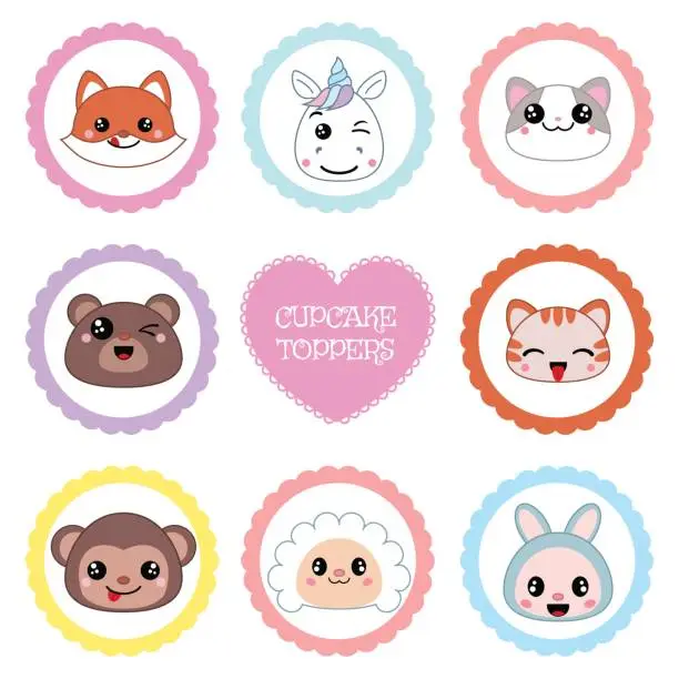Vector illustration of Set of tags with animal theme.