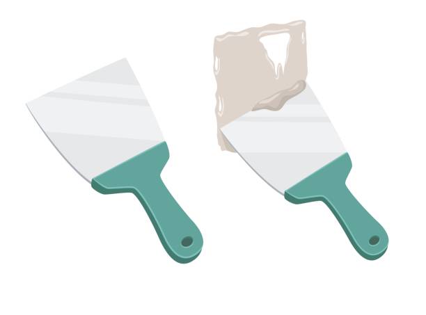 штукатурка с путтовым ножом - plaster trowel plasterboard work tool stock illustrations