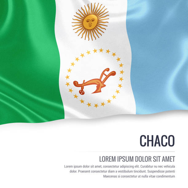 Argentinian state Chaco flag waving on an isolated white background. State name and the text area for your message. Argentinian state Chaco flag waving on an isolated white background. State name and the text area for your message. resistencia stock pictures, royalty-free photos & images