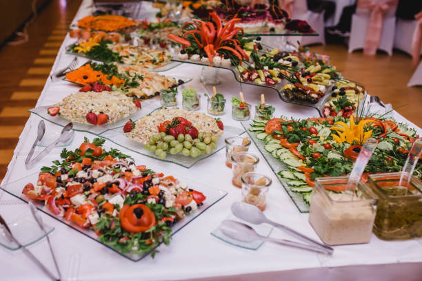 istock Catering food wedding buffet 680661012