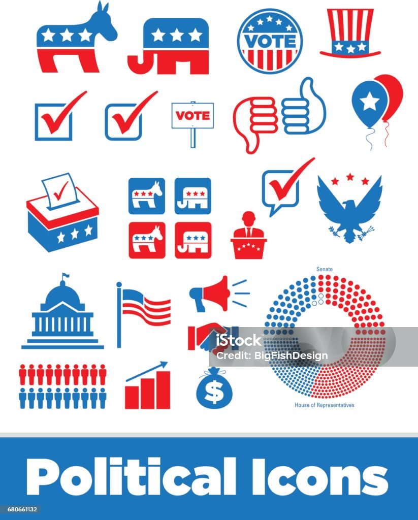 United States Political Icons Politics and U.S. political campaign images Election stock vector