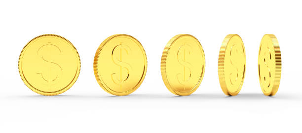 istock Golden coin with dollar sign in different angles 680665398