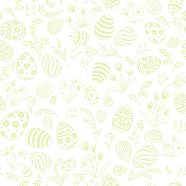 ilustrações de stock, clip art, desenhos animados e ícones de print - decoration eggs leaf easter