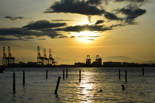 istock Morning panorama scene of seaport container cargo freight 680683802