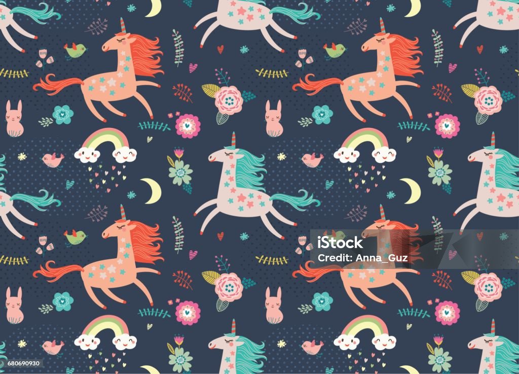 Unilion Pattern Seamless Pattern With Unicorns Stock Illustration - Download Image Now ...