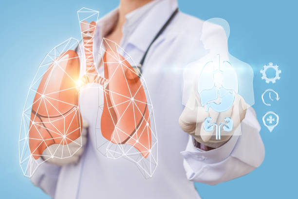 istock The doctor clicks on the patient's lungs. 680691920