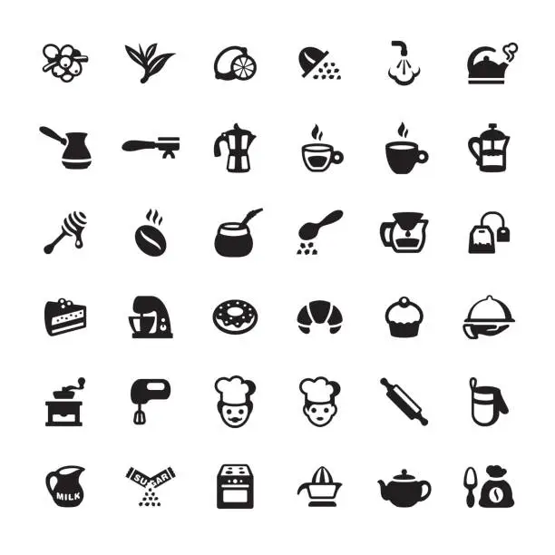 Vector illustration of Tea, Coffee and Bakery - icons set