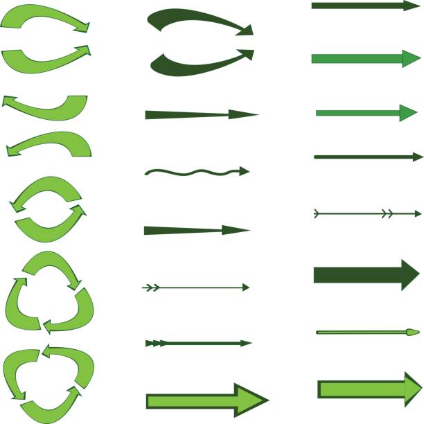 緑ベクトル矢印のセットです。さまざまな色の元の矢印の形をした要素 - circle arrow sign shape green点のイラスト素材／クリップアート素材／マンガ素材／アイコン素材
