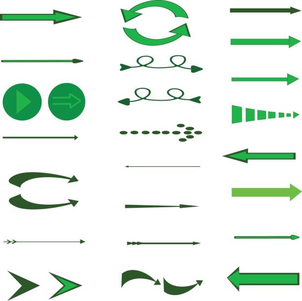 緑ベクトル矢印のセットです。さまざまな色の元の矢印の形をした要素 - circle arrow sign shape green点のイラスト素材／クリップアート素材／マンガ素材／アイコン素材