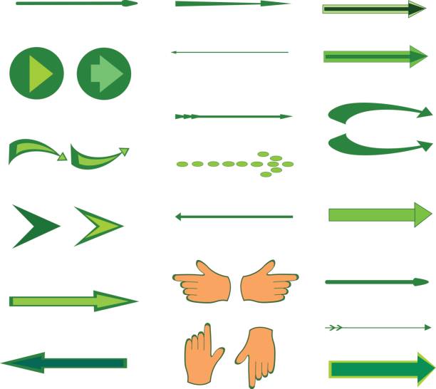 緑ベクトル矢印のセットです。さまざまな色の元の矢印の形をした要素 - circle arrow sign shape green点のイラスト素材／クリップアート素材�／マンガ素材／アイコン素材