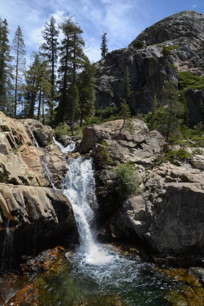 istock A waterfall crashed through granite into a pool of water in the Sierra Nevada Mountains 680718550