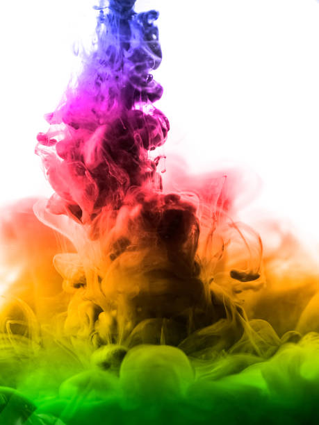 istock Acrylic colors and ink in water. Abstract frame background. Isolated on white. 680721266