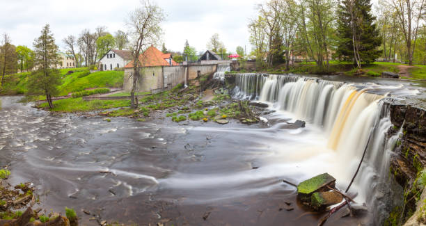 istock Keila Joa waterfall, long exposure and spring time with greenery. Panoramic vew. 680721388