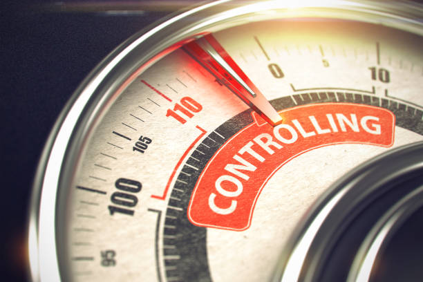 istock Controlling - Text on Conceptual Gauge with Red Needle. 3D 680721634