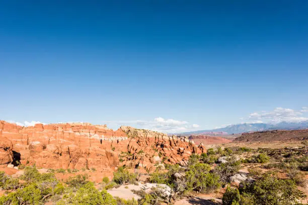 Fiery furnace overlook red canyons in Arches National Park