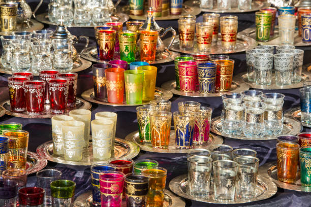 istock Typical tea glasses at the Souk of Marrakech, Morocco 680729902
