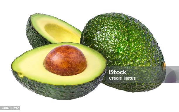Avocado Isolated On White Stock Photo - Download Image Now - Avocado, White Background, Cut Out
