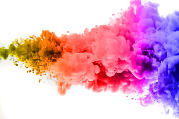 istock Acrylic colors and ink in water. Abstract frame background. Isolated on white 680733814