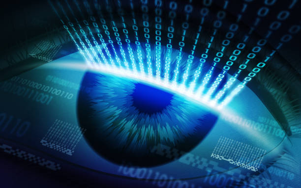 istock The scanning system of the retina, biometric security devices 680736686