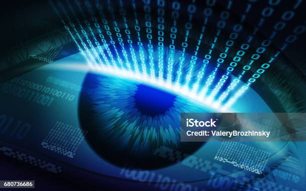 The Scanning System Of The Retina Biometric Security Devices - Fotografias de stock e mais imagens de Olho