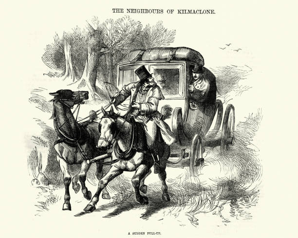istock Victorian passenger of a stagecoach asking the driver to stop 680745300