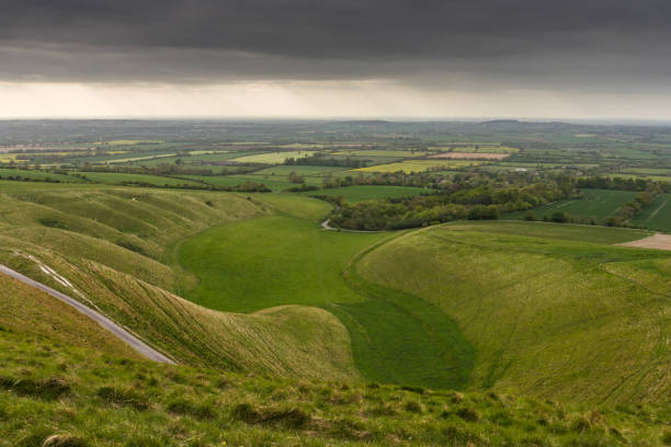 The view from white horse hill, Uffington, Oxfordshire, UK The view from white horse hill, Uffington, Oxfordshire, UK ridgeway stock pictures, royalty-free photos & images