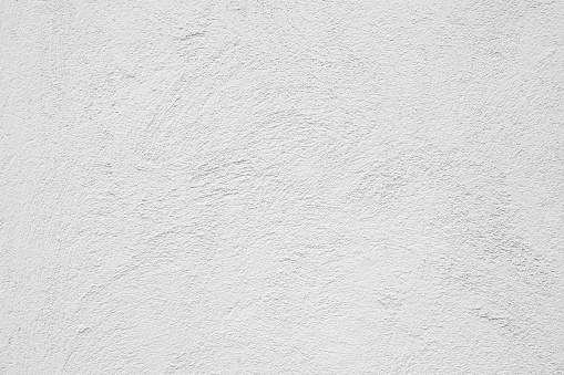Abstract Grunge Decorative White Stucco Wall Texture. Whitewashed Rough Background With Copy Space. White Horizontal Web Banner.