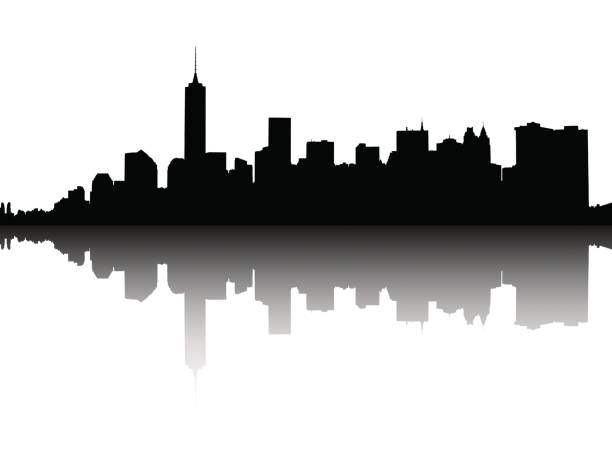 illustrazioni stock, clip art, cartoni animati e icone di tendenza di sagoma di manhattan. - new york city skyline silhouette manhattan