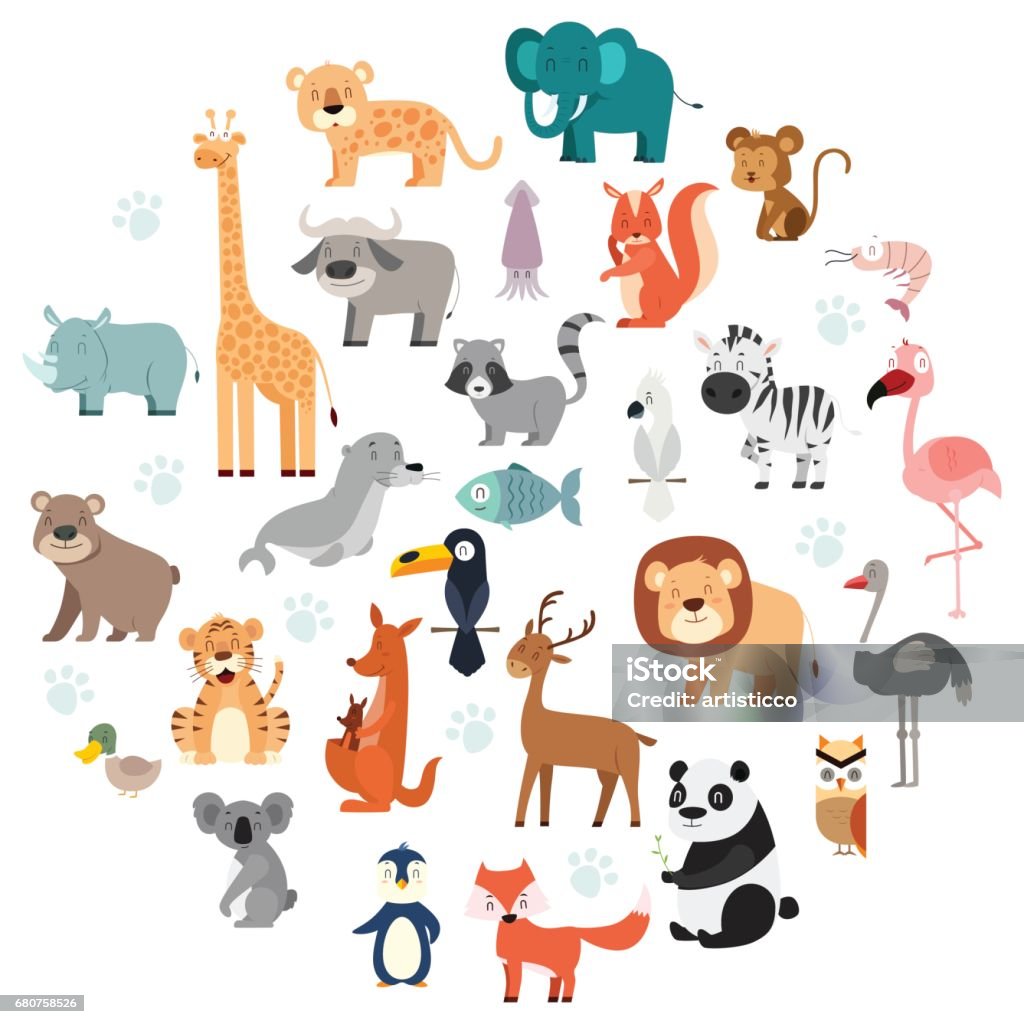 Wildlife Animals Cartoon Set Stock Illustration - Download Image Now -  Animal, Animal Wildlife, Bear - iStock