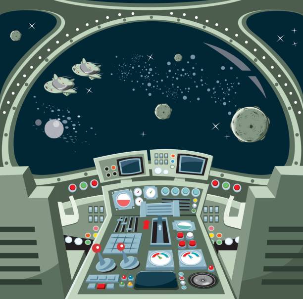 Spaceship interior vector art illustration
