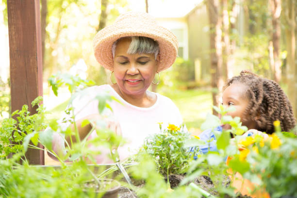 istock Grandmother and child gardening outdoors in spring. 680764776