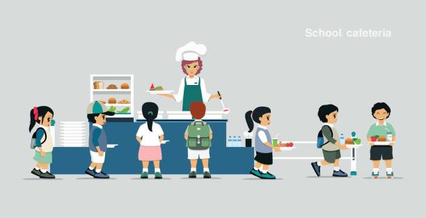 ilustrações de stock, clip art, desenhos animados e ícones de school cafeteria - cantina