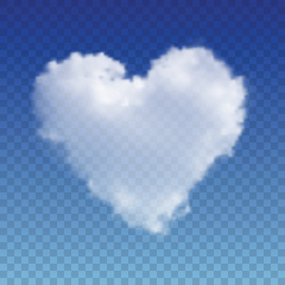 Realistic vector cloud heart on ransparent background.