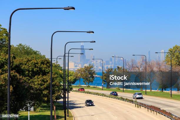 Lakeshore Drive Chicago Stock Photo - Download Image Now - Driving, Chicago - Illinois, Lakeshore