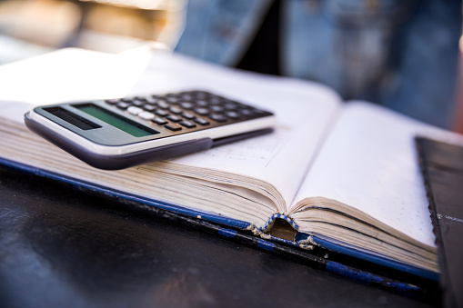 Calculator close-up during an exam