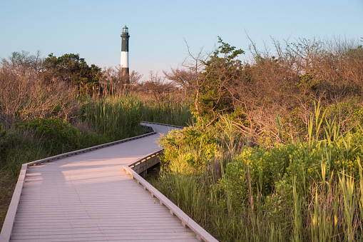 Path leading to historic Fire Island Lighthouse, Long Island New York