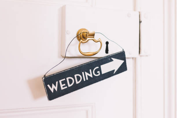 istock Wedding sign hanged on door handle 680782594