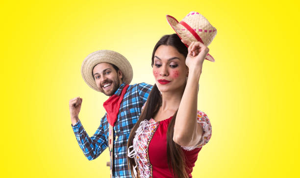 istock Brazilian couple dancing on Junina Party costume 680784492
