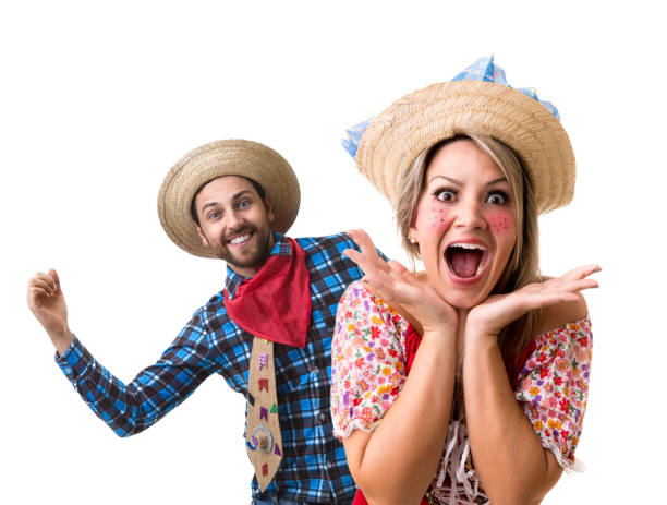 istock Brazilian couple dancing on Junina Party costume 680784716