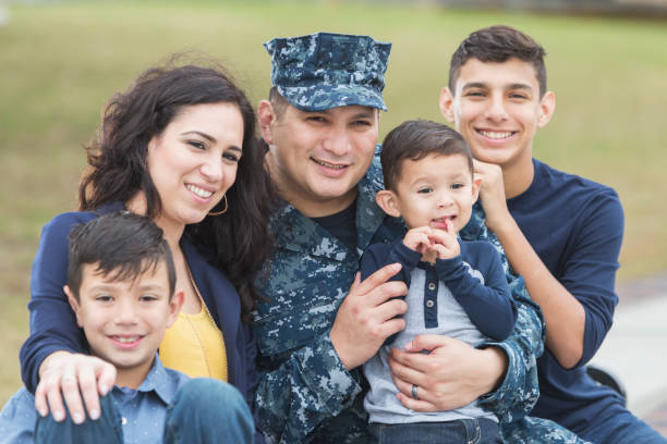istock Hispanic military man with his family 680789582